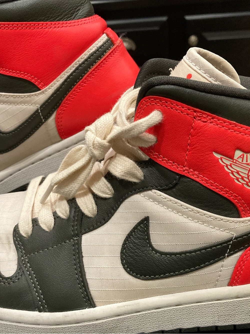Nike Women's High-Top Sneakers in Red, Black & White